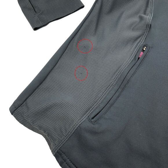 Hylete Jacket Womens Medium Gray Red Full Zip Hooded Thumb Holes Workout Gym - Picture 8 of 8